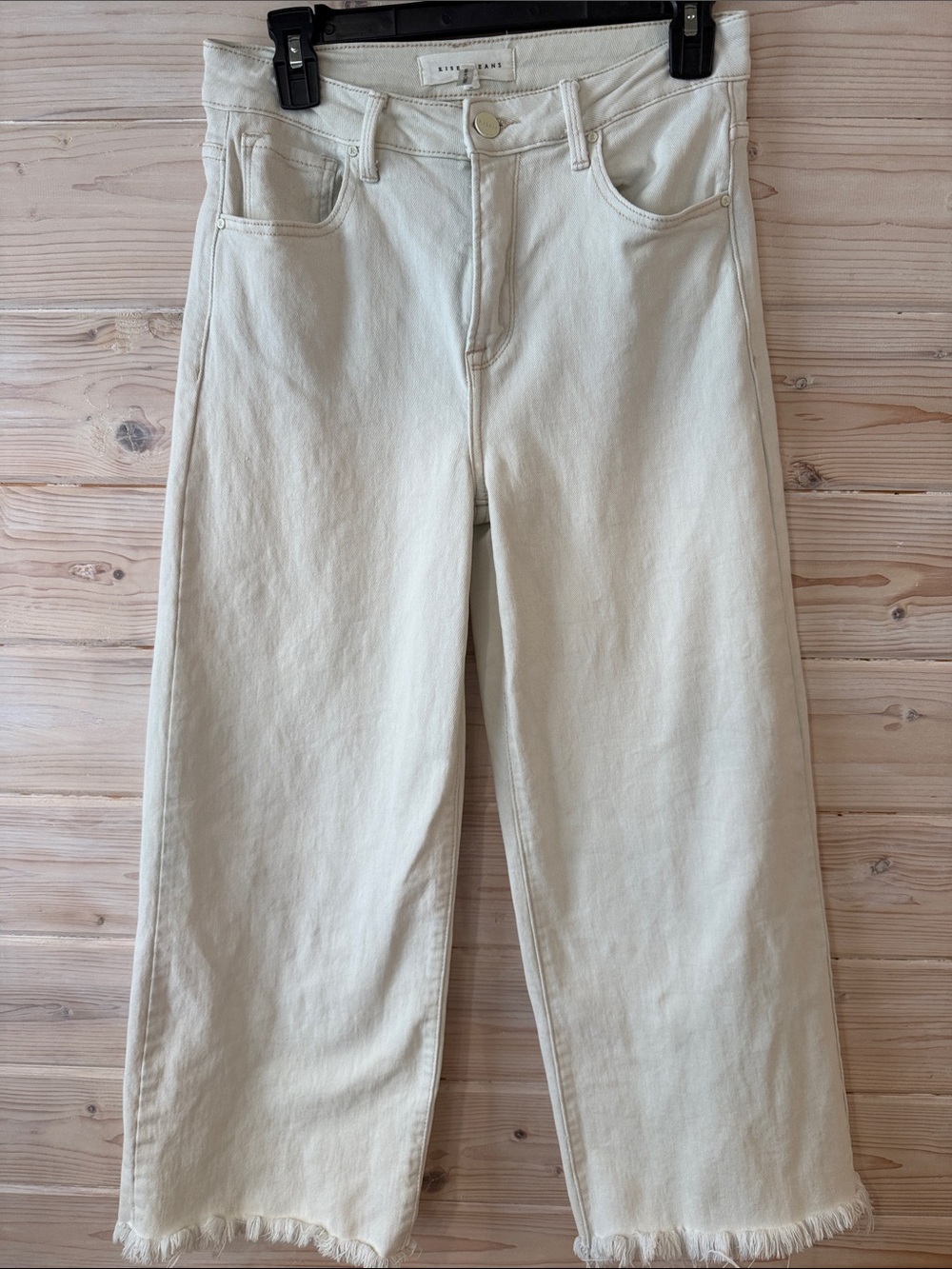 High-Rise Cropped Wide-Leg Jeans in Cream